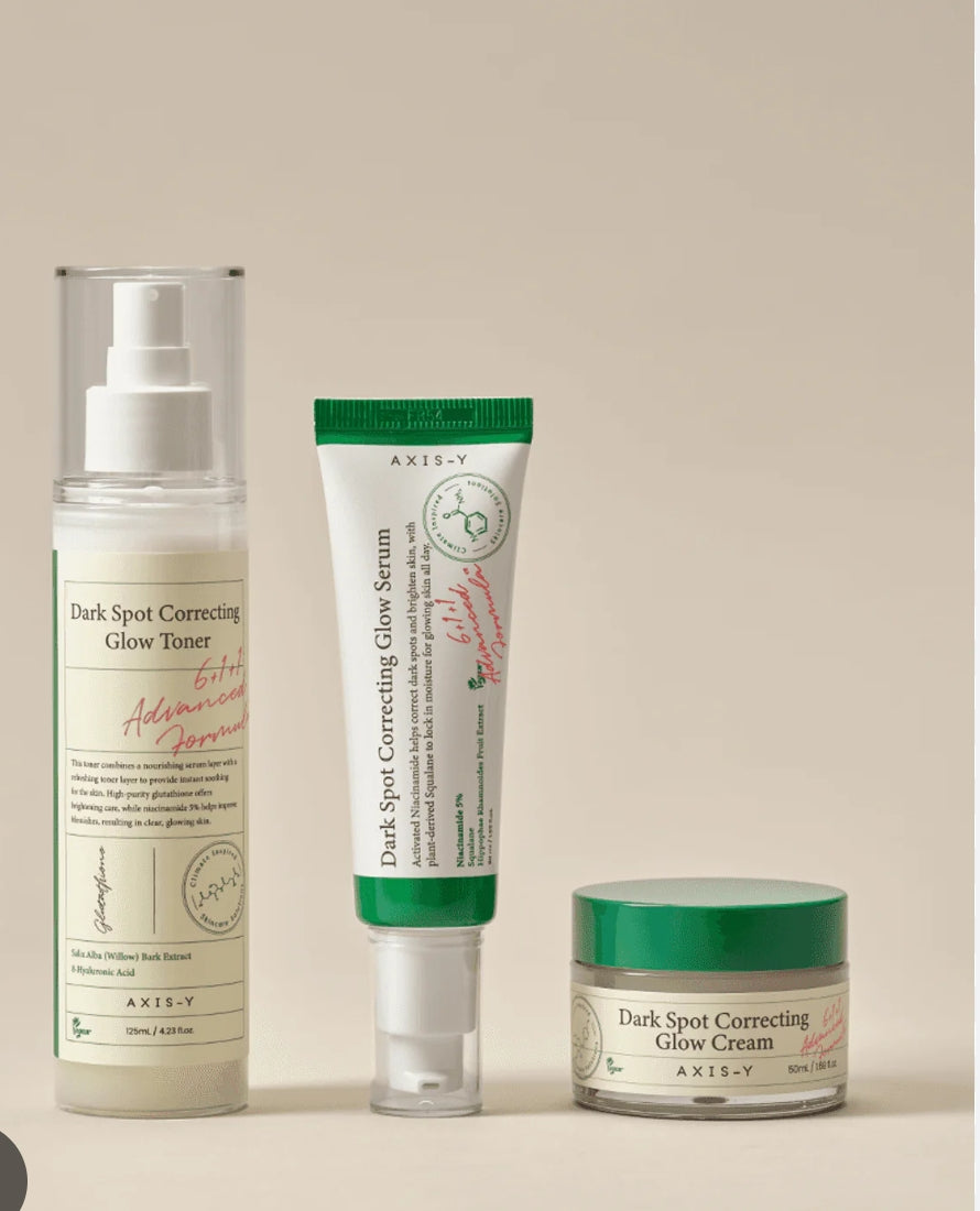 Axis Y combo dark spot correcting tonner+ dark spot correcting serum+ dark spot correcting glow cream.